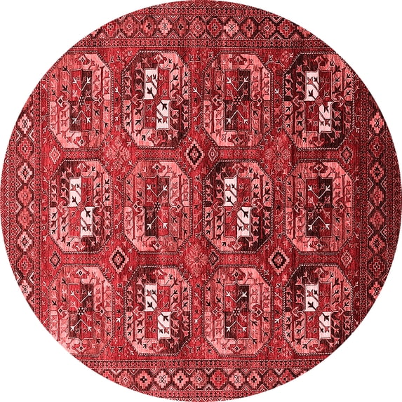 Ahgly Company Indoor Round Oriental Red Industrial Area Rugs, 7' Round
