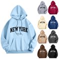 thumbnail image 4 of YaEYa NEW YORK Letter Print Hoodie For Men Drop Shoulder Long Sleeve Hooded Sweatshirt With Drawstring Streetwear Outfit Wine XXL, 4 of 4