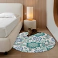 thumbnail image 3 of Round Rugs 4 Ft, Teal Paisley Pattern Non Slip Area Rugs for Kitchen Bedroom Entryway, Boho Ethnic Floral Traditional Washable Carpet Runner Rug Floor Mats for Bedroom Home Decor, 3 of 9