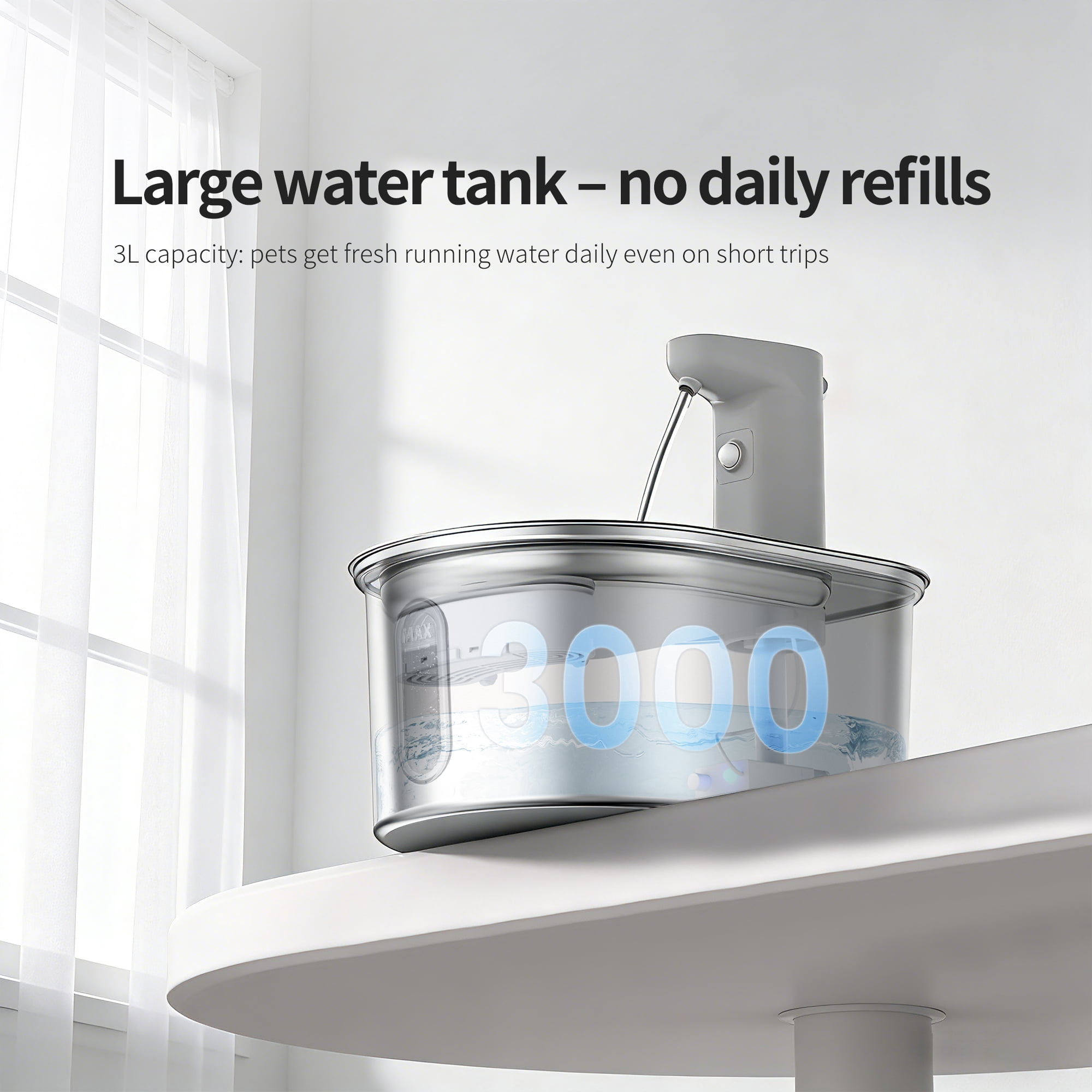 Stainless Steel Cat Water Fountain-Wireless Pet Water Fountain Battery Operated,108oz/3.2L, Automatic Water Dispenser for Dogs with Quiet Pump,Easy Clean BPA (Silver, Routine)