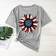 thumbnail image 5 of Camisas de Manga Corta para las Mujeres Moda Casual Impresión Cuello Redondo Suéter Tee Blusas, 5 of 5