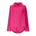 thumbnail image 5 of Simua Women's Cotton Outfit Set Casual Button Down Long Sleeve Shirt and Drawstring Shorts Pockets 2 Piece Lounge Set, 5 of 5