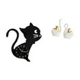 thumbnail image 1 of Reloj de pared con estatua de gato y cisne, escultura decorativa de cerámica acrílica, silencioso, moderno, ideal para habitación infantil, dormitorio, 1 of 8