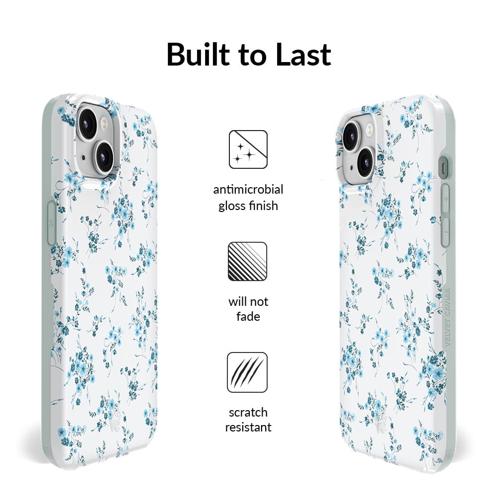 VELVET CAVIAR for iPhone 13 Case Flowers - Compatible with MagSafe - Cute Protective Phone Cases for Women - French Blue Floral