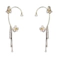 thumbnail image 5 of Pendientes con clip para oreja de flor de mariposa, clip para oreja, sin perforaciones, con borlas y nicho, 5 of 5