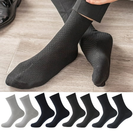 

10 Pairs Socks Small Plaid Solid Color Lightweight Men Stretchy Water Absorption Socks for Sports