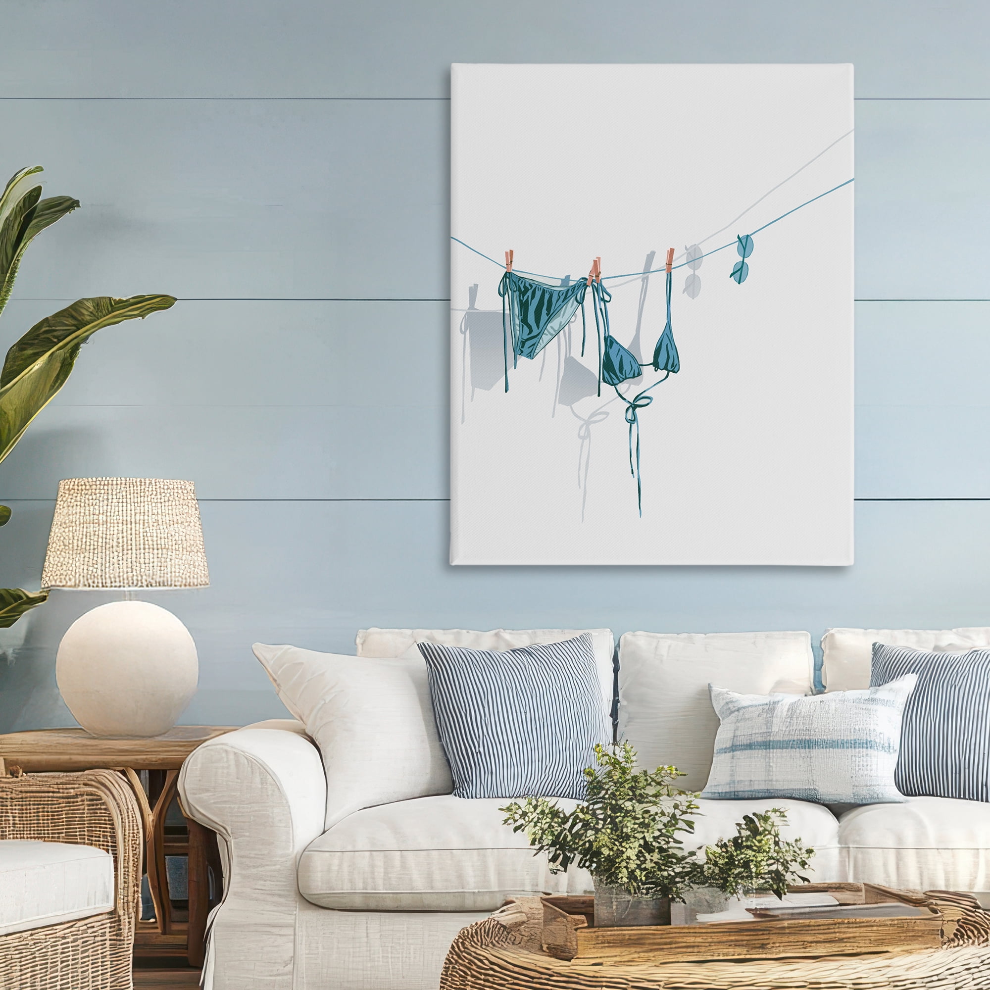 Stupell Industries Teal Bikini on Clothesline Canvas Wall Art, design by Ziwei Li