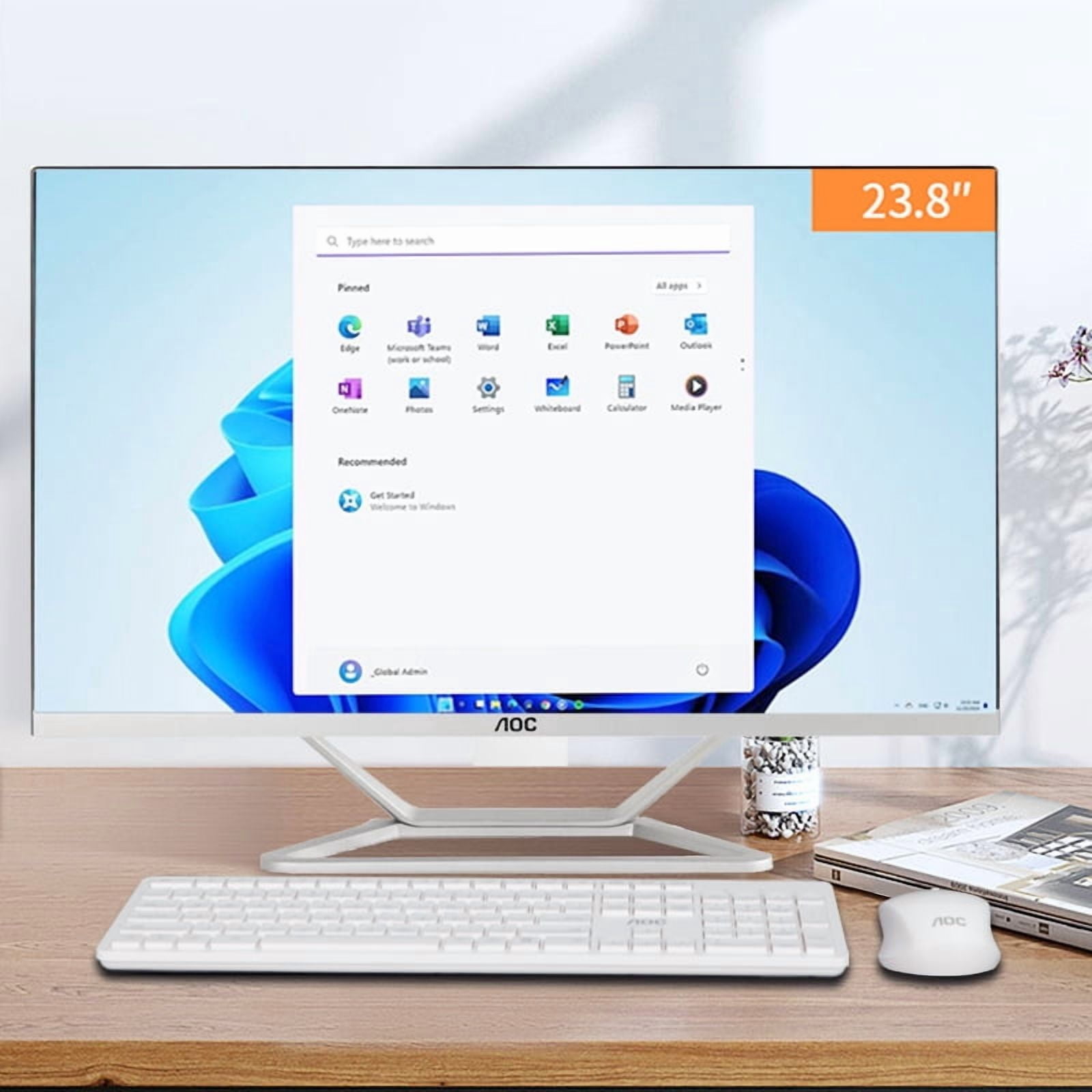 AOC 23.8" FHD All-in-One Desktop Computer for Business & Home Office, Ryzen 3 3250U, 16GB DDR4 RAM, 512GB SSD, Windows 11 PC
