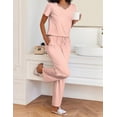 thumbnail image 2 of Ekouaer 2 Piece Womens Pajamas Short Sleeve Top and Long Pants Pjs Set Printed Sleepwear with Pocket Valentine's Day Party, 2 of 6