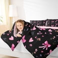 thumbnail image 3 of Erosebridal Black Pink Bow-tie Girls Queen Comforter Set, Princess Cartoon Bedding Comforter Set, 3 Pieces, 3 of 6