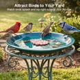 thumbnail image 3 of Topadorn Birdbath Ceramic Bowl Decor for Bee Bird Bath Outdoor Garden Vintage Yard,Blue with Red Flower, 3 of 6