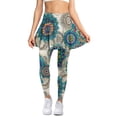 thumbnail image 2 of FUIALDOLG Womens Athletic Skirts Green Boho Mandala Flower Skirted Leggings Lady High Waisted Yoga Leggings with Pocket Full Length Gym Workout Pants Tennis Golf Skort Sport Outfits,Size L, 2 of 7