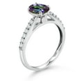 thumbnail image 3 of Gem Stone King 10K White Gold Green Mystic Topaz and White Lab Grown Diamond Engagement Ring for Women | 1.76 Cttw | Oval 8X6MM | Wedding Engagement Anniversary Promise Ring for Women | Size 9, 3 of 4