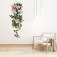 thumbnail image 4 of Guirnalda de rosas artificiales, simulación de flores, vid, decoración floral, colgante de pared, plástico, flor falsa, ratán, rosa kenally HA8441-06B, 4 of 6