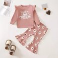 thumbnail image 4 of GYRATEDREAM Baby Girl Fall Winter Clothes Ruffle Sleeve Crewneck Sweatshirts Flare Pants 2pcs Toddler Outfits Set, 4 of 14