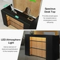 thumbnail image 7 of Tribesigns Modern Reception Desk with LED Lights, 63 Inches Front Counter Table for Reception Room, Lobby, Beauty Salon, Retail (Black and Wood), 7 of 7
