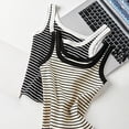 thumbnail image 5 of Norvella Womens Striped Racerback Tank Top Ribbed Scoop Neck Sleeveless Contrast Slim Fit Basic Camisole Summer Casual Shirt, 5 of 6