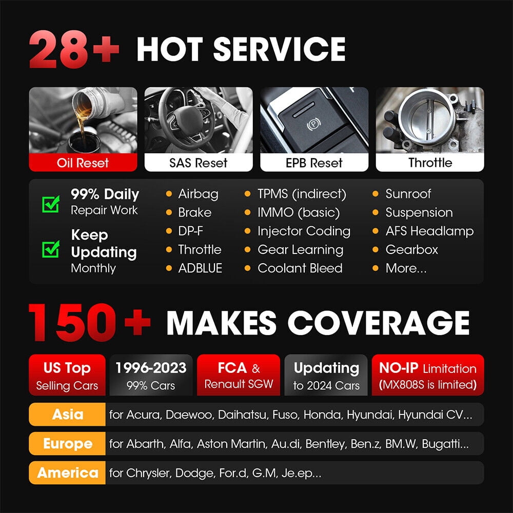 Autel Scanner MaxiCOM MK808K-BT Bidirectional Car Diagnostic Scanner All System Scan Active Test, 28+ Service , FCA SGW Cars, OS11 Updated of MK808BT MK808S MX808S