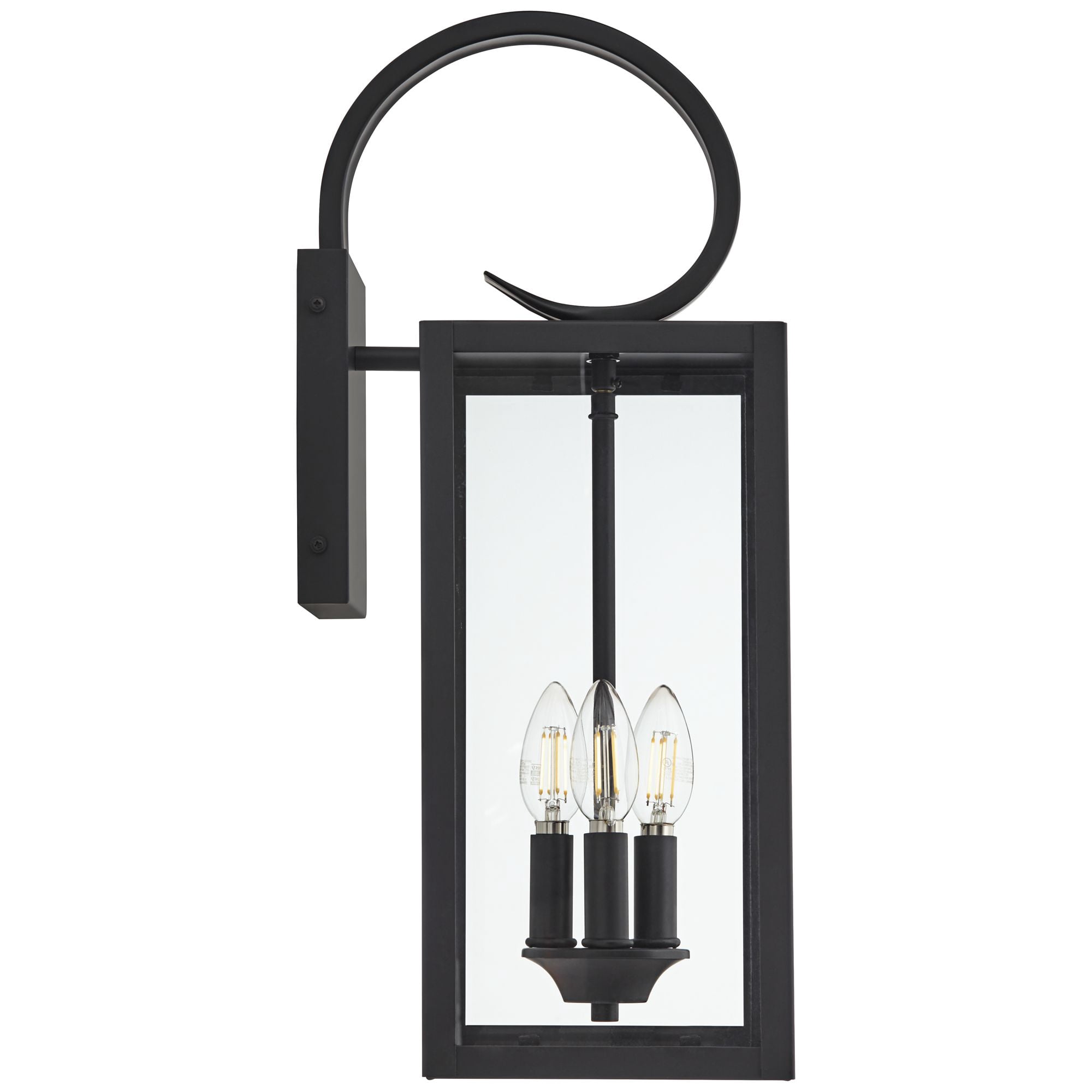 John Timberland Mira Modern Outdoor Wall Light Fixture Flat Black 21 1/2" Clear Glass for Post Exterior Barn Deck House Porch Yard Posts Patio Home