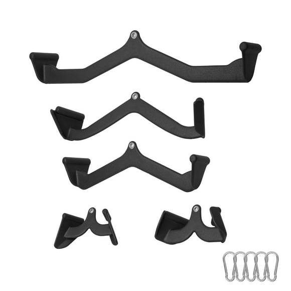 KFFKFF LAT Pulldown and Rowing Attachment Set, Includes T-bar, V-bar, Tricep Bar with Rubber Grips, 5-Piece, for Enhanced Back, Bicep, and Tricep Workouts, Ideal for Home Gym Use