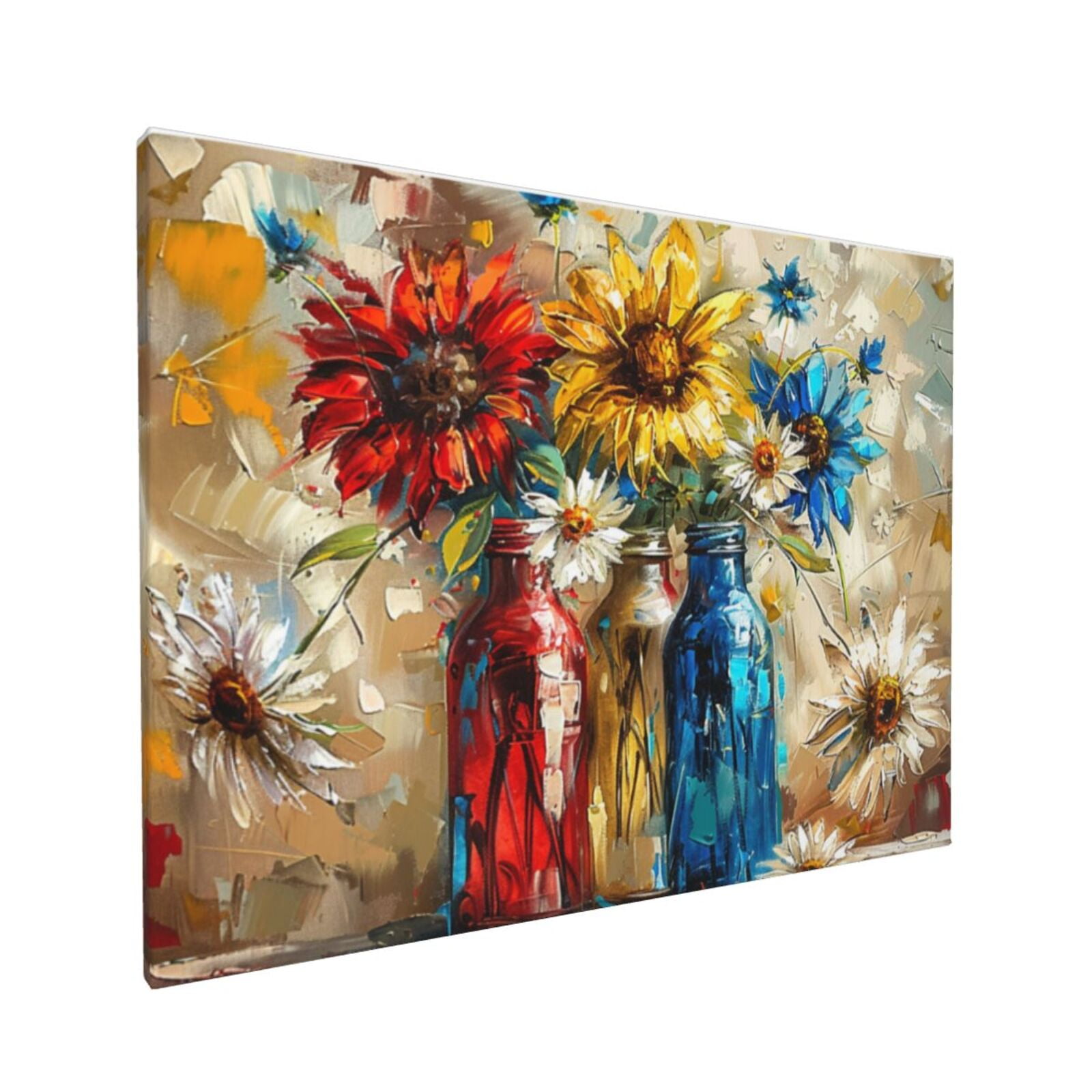 12x16 inch Colorful Vase Canvas Hanging Picture Poster,Garden Yard Decor Accessory,Living Room,Study,Office Wall Art Decor Modern Style Painting,Gifts For Flower Lovers,Campus Garden,Lounge