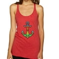 thumbnail image 1 of Trippy Mandala Nautical Colorful Mosaic Anchor | Womens Fashion Premium Tri-Blend Racerback Tank Top, Vintage Red, Small, 1 of 4