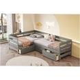 thumbnail image 5 of JERFIT Gray Twin L-Shaped Storage Platform Bed Frame with Drawers, No Box Spring Needed, Space-Saving Design for Bedroom, 5 of 10