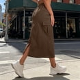 thumbnail image 7 of ShomPort Women's Cargo Skirts Long Skirt Flap Pockets Drawstring Elastic Waist Ankle Length Trendy Summer Skirt, 7 of 7