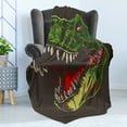 thumbnail image 4 of Dinosaur Soft Flannel Fleece Throw Blanket, Aggressive Wild T-Rex Head Colorful Hand Drawn Style Jurassic Period, Cozy Plush for Indoor and Outdoor Use, 60" x 80", Dark Brown Fern Green, by Ambesonne, 4 of 5