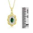 thumbnail image 4 of RYLOS Matching Set 14K Yellow Gold Floral Pattern Halo Pendant Necklace & Ring. Gemstone & Diamonds, 18" Chain. 6X4MM Green Sapphire September Birthstone; Size 6, 4 of 9