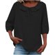 thumbnail image 1 of Mujeres Manga Corta Tops 3/4 Manga Blusa Ruffle Puff Cordón de Lino Color Sólido Casual Camisa de Verano, 1 of 5