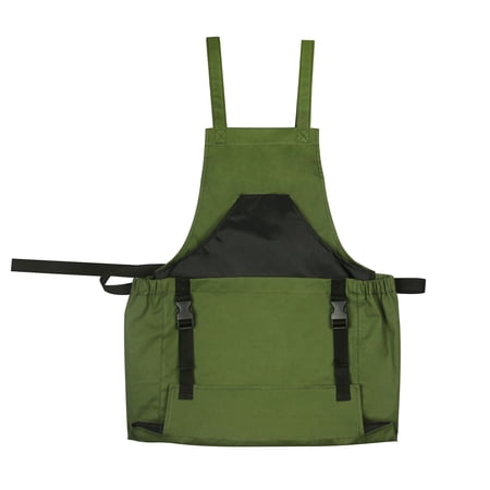 Lomubue Garden Apron with Pockets Thick Breathable Machine Washable Heavy Duty Fruit Storage Canvas Cross Back Work Apron for Outdoor Orchard