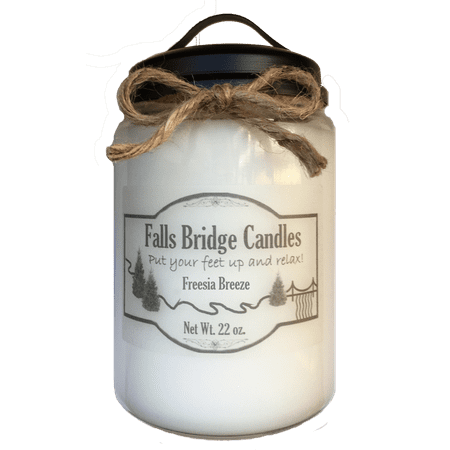 Freesia Breeze Scented Jar Candle, Large 22-Ounce Soy Blend, Falls Bridge