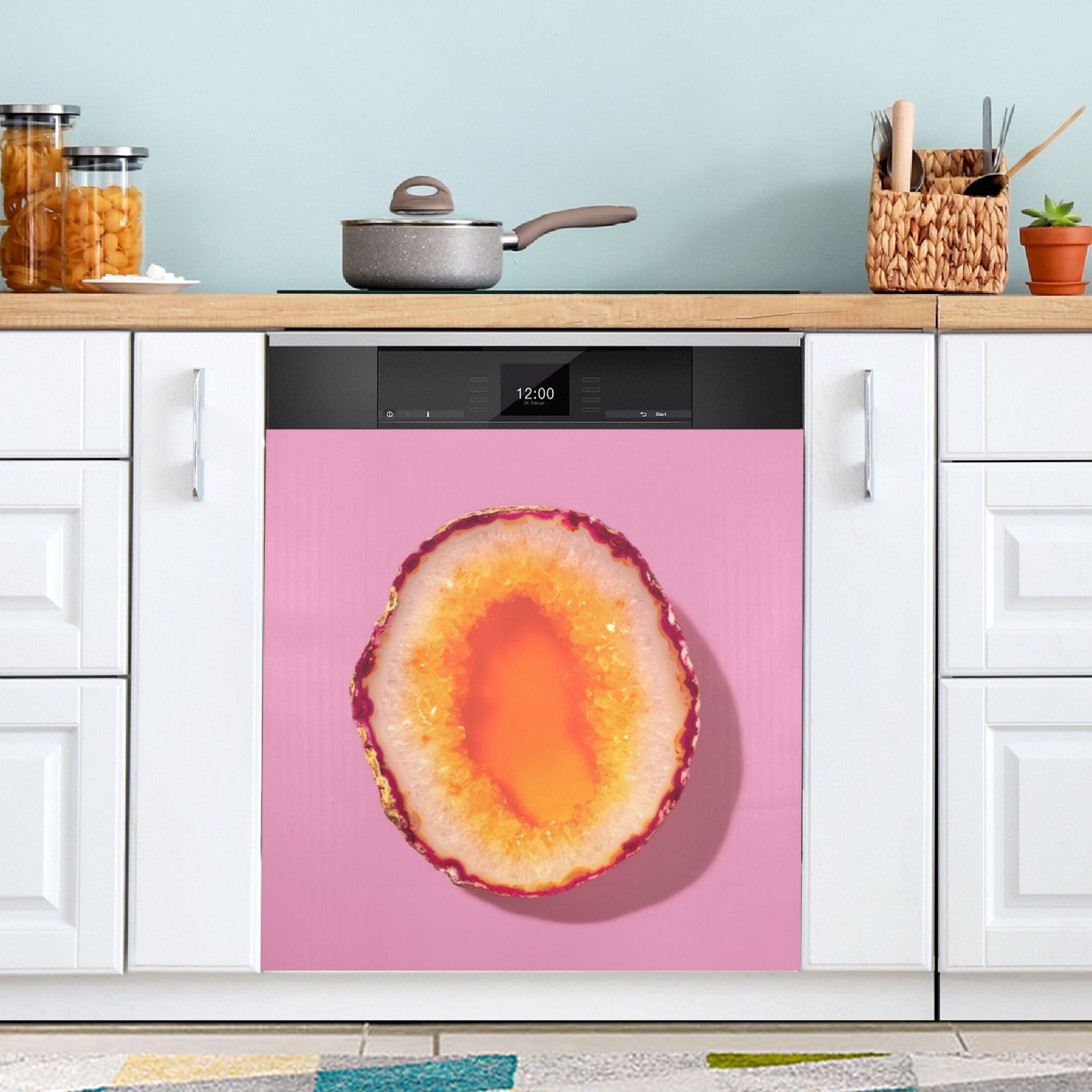 IAUYY Magnetic decorative sticker - 23x26 Inch PVC Refrigerator Decorative Cover, Removable DIY Art for Kitchen Appliances Half A Piece Of Agate