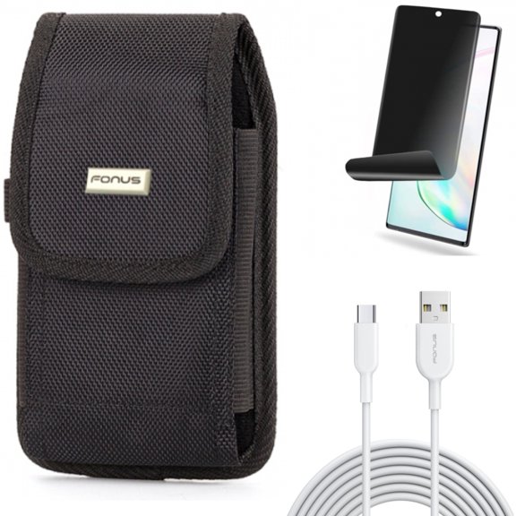 6ft USB-C Cable & Privacy Screen Protector & Case Belt Clip for Samsung Galaxy Note 20 (6.7") - Combo with Type-C Fast Charger & TPU Film Anti-Peep & Swivel Holster
