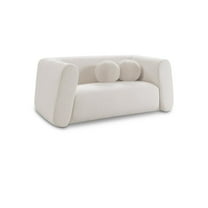 Meridian Furniture Abbington Contemporary Boucle Fabric Loveseat in Cream