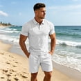 thumbnail image 5 of GrmtClth Mens Classic Polo 2 Piece Set Solid Short Sleeve Shirt and Elastic Waist Shorts Casual Breathable Daily Athletic Outfit White 3XL, 5 of 6