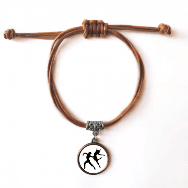 Duet Dance Dancer Sports Performance Bracelet Leather Hide Rope Wristband Brown Jewelry