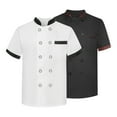 thumbnail image 4 of TNOBHG Chef Shirt Unisex Summer Chef Uniform Short Sleeve Stand Collar Breathable Stain-resistant Cook Shirt, 4 of 8