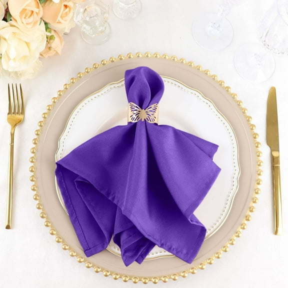 Efavormart Pack of 25 PURPLE Premium 17" x 17" Washable Polyester Napkins Great for Wedding Party Restaurant Dinner Parties