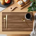 thumbnail image 2 of Brown Wood Grain Placemats Set of 8, Retro Farmhouse Wooden Plank Placemats for Dining Table, Place Mats for Kitchen Tabletop, Waterproof Wipeable Dining Table Mats Set, 2 of 9