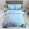 thumbnail image 3 of Juego de cama de algodón egipcio floral azul, 3 of 10