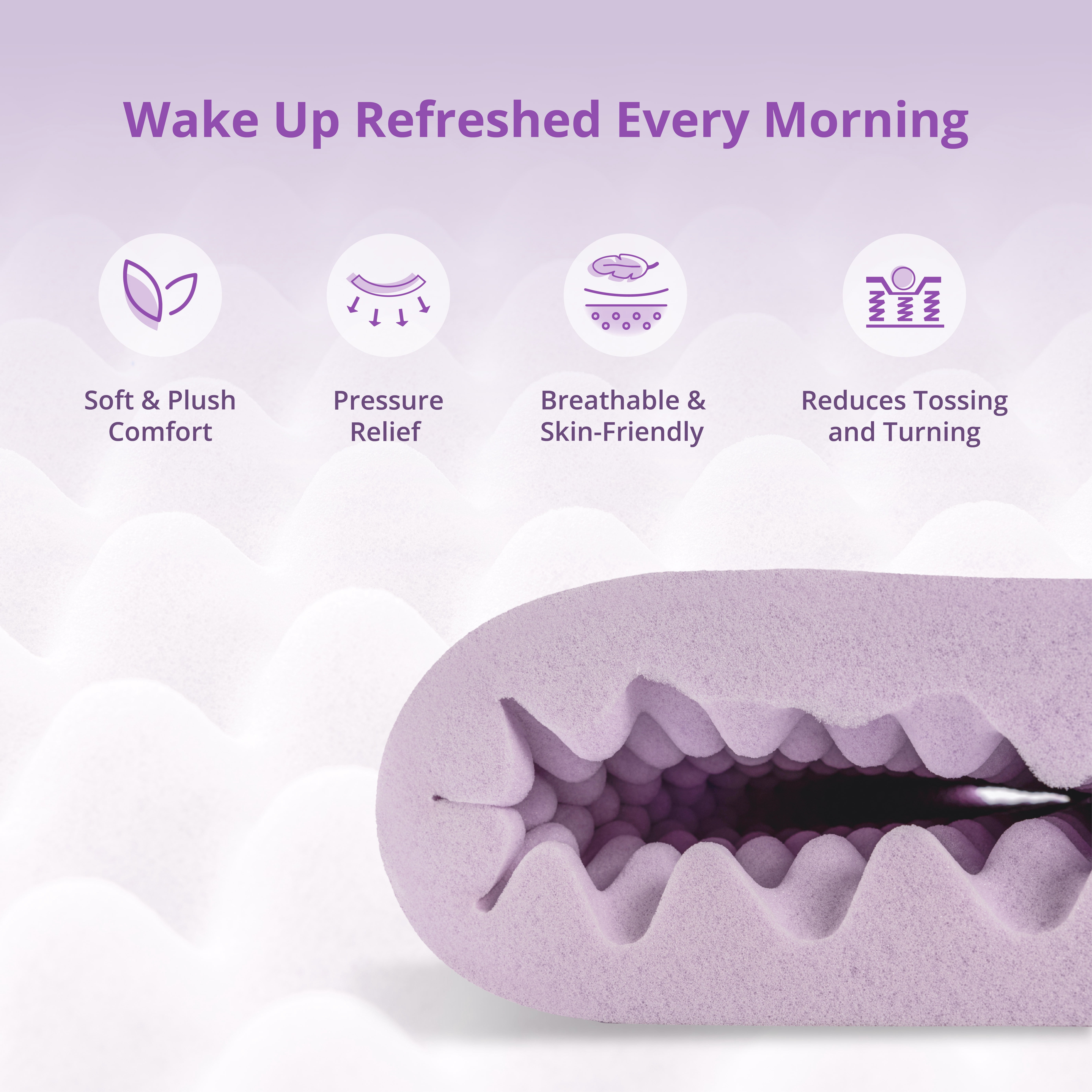 EGOHOME 3 inch Queen Memory Foam Mattress Topper,Egg Crate Foam Pad with Lavender Gel