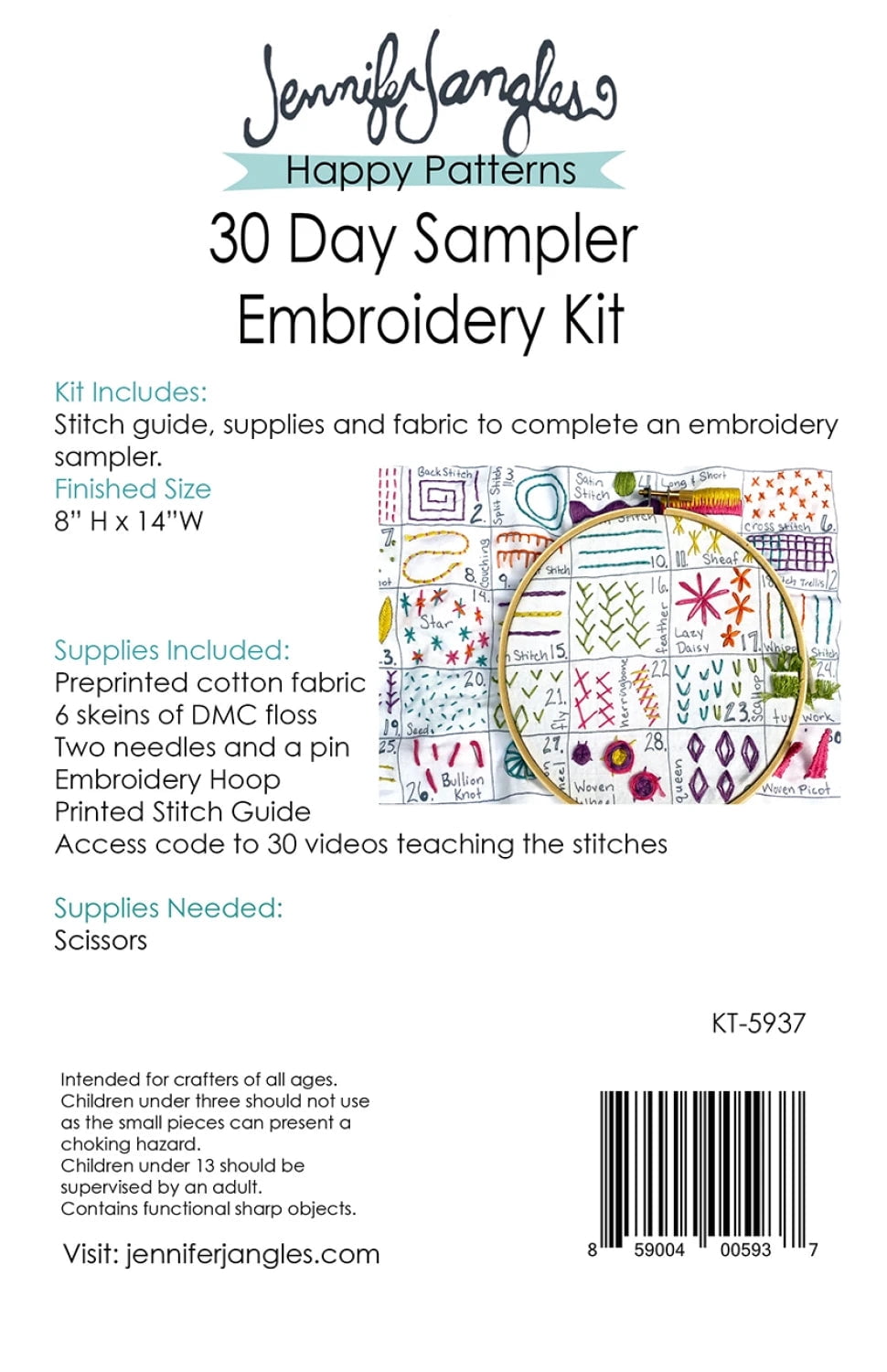 Jennifer Jangles Embroidery Kit-30 Day Sampler
