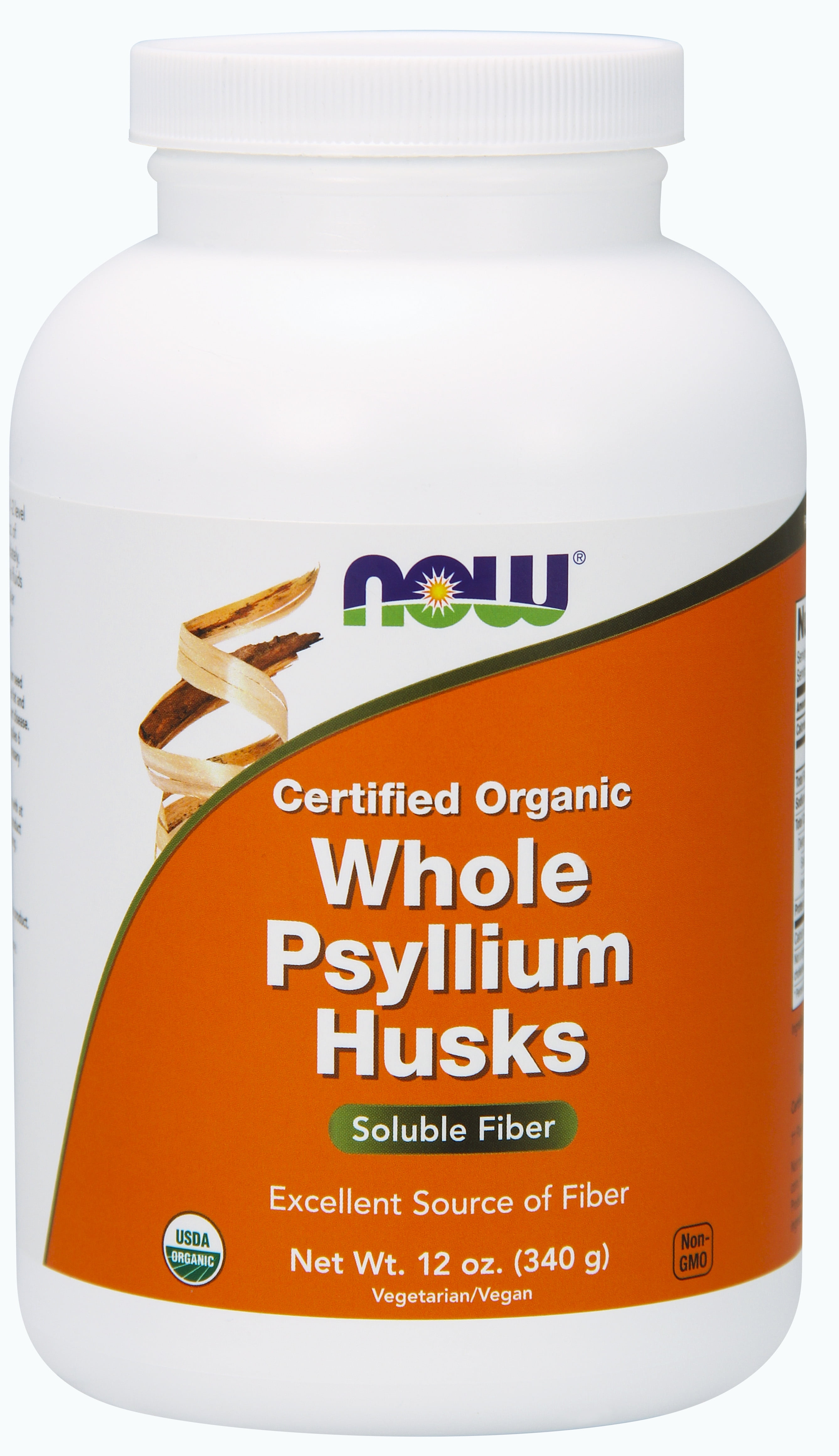 NOW Supplements, Whole Psyllium Husks, Certified Organic, NonGMO Project Verified, Soluble