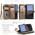 thumbnail image 2 of Allytech Wallet Case for Samsung Galaxy A54 5G, Card Slots + Cash Slot + Zipper Pocket Large Capacity PU Leather Case with Hand Strap, [All-Round Shockproof] Wireless Charging Kickstand Case, Brown, 2 of 10
