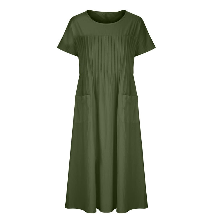 pleated popover dress Blmnix Long Valentine Party Dresses for Women Pleated Popover Plus Size  Nightgown Crew Neck Red Short Sleeve Wedding Guest Dress,XXXXL