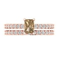 thumbnail image 2 of Clara Pucci 14K Rose Gold 1.325 Simulated Champagne Engraveable Engagement Ring + Wedding Band Set, 2 of 7