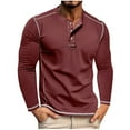 thumbnail image 2 of Mens V Neck Shirt Long Sleeve Buttons Pullover Stand Collar Sweatshirt Contrast Color Sweatshirts Soft Classic Pullovers Loose Workout Sweatshirts Soft Comfy Tshirts Sports Casual Tops, 2 of 7