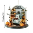 thumbnail image 2 of Homemoh Halloween Ghost Read Book with Pumpkin Ornament, Halloween Spooky Ornament, Reading Room Christmas Ornament, Halloween Ghost 2D Acrylic Flat Hangings Gift for Book Lovers, 2 of 6